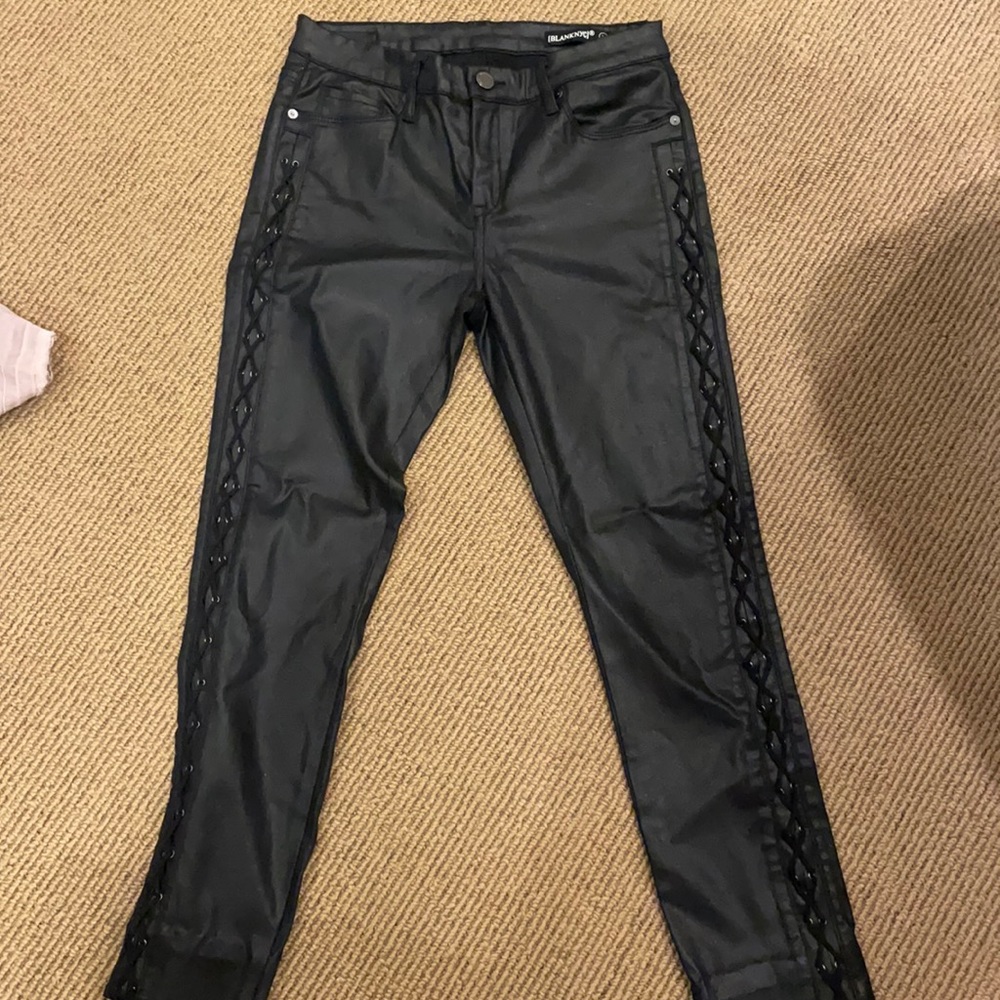 Blank nyc grommet lace up side jeans